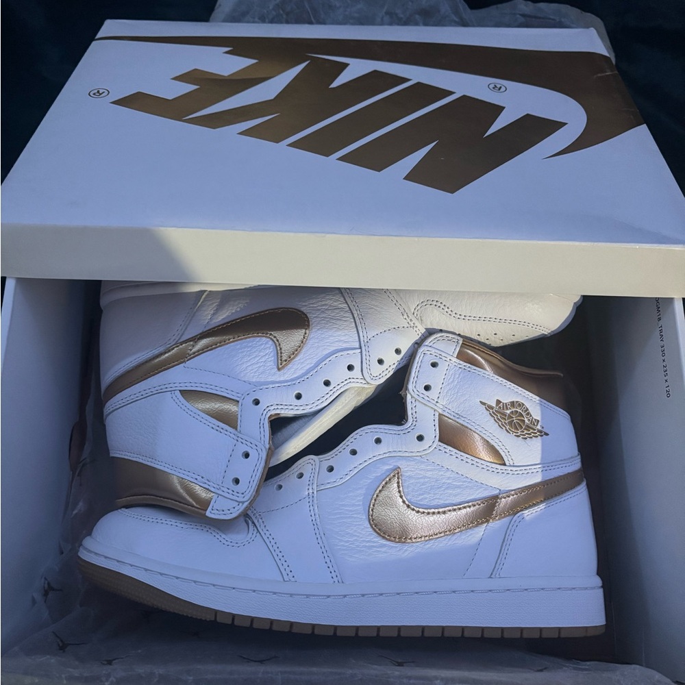 White and Gold Air Jordan 1 High